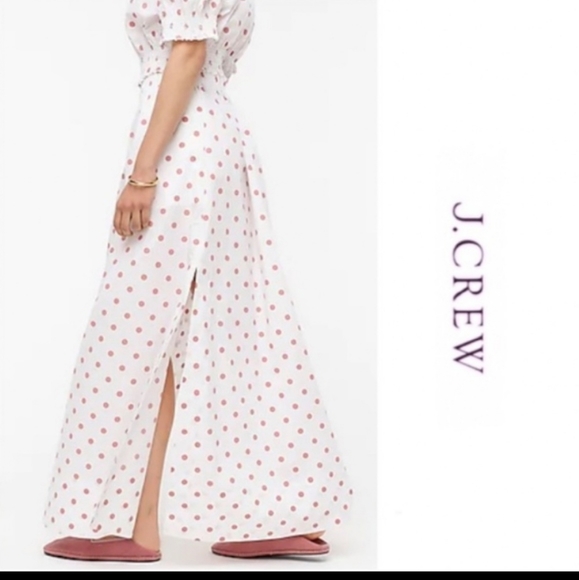 J. Crew Dresses & Skirts - J. Crew White Maxi Skirt with Pink Polka Dots